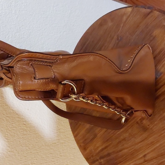 Michael Kors Hamilton SATCHEL PURSE Neutral Cognac Gorgeous Gold - Picture 4 of 10